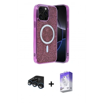 MARSİLYAN™- iPhone 15 Pro Kılıf Eksen Çizgi - Siyah Bilvis 5in1 3D Magic Cam Ekran Koruyucu + Raze Metal Kamera Lens - LT