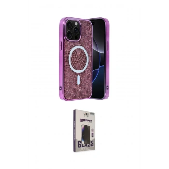 MARSİLYAN™- iPhone 15 Pro Kılıf Eksen Çizgi - Siyah Bilvis Hayalet Cam Ekran Koruyucu