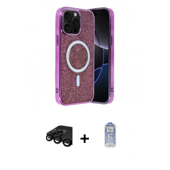 MARSİLYAN™- iPhone 15 Pro Kılıf Eksen Çizgi - Siyah Joko Magic 5D Cam + Raze Metal Kamera Lens - SH