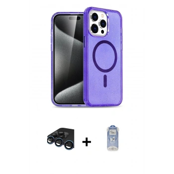 MARSİLYAN™- iPhone 15 Pro Kılıf Eksen Doku Koleksiyonu - Siyah Joko Magic 5D Cam + Raze Metal Kamera Lens - LT