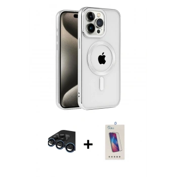 MARSİLYAN™- iPhone 15 Pro Kılıf Eksen Form Koleksiyonu - Siyah Joko 5D Cam + Raze Metal Kamera Lens - LT