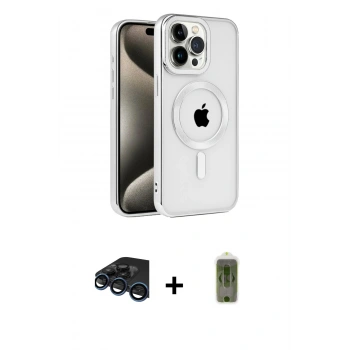 MARSİLYAN™- iPhone 15 Pro Kılıf Eksen Form Koleksiyonu - Siyah Joko Magic 5D Hayalet Cam + Raze Metal Kamera Lens - LT