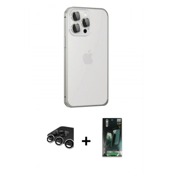 MARSİLYAN™- iPhone 15 Pro Kılıf Eksen Form Serisi - Şeffaf 360 Full Body Arka Koruyucu + Raze Metal Kamera Lens - GS