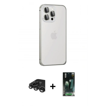 MARSİLYAN™- iPhone 15 Pro Kılıf Eksen Form Serisi - Siyah 360 Mat Full Body Arka Koruyucu + Raze Metal Kamera Lens - TMGI