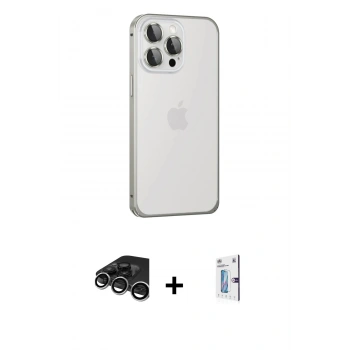 MARSİLYAN™- iPhone 15 Pro Kılıf Eksen Form Serisi - Siyah Bilvis 0.18mm Plus Cam Ekran Koruyucu + Raze Metal Kamera Lens - GS