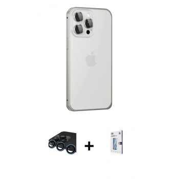 MARSİLYAN™- iPhone 15 Pro Kılıf Eksen Form Serisi - Siyah Bilvis 0.18mm Plus Cam Ekran Koruyucu + Raze Metal Kamera Lens - LT