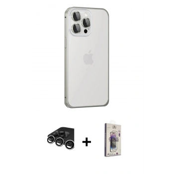 MARSİLYAN™- iPhone 15 Pro Kılıf Eksen Form Serisi - Siyah Bilvis 3D Cam Ekran Koruyucu + Raze Metal Kamera Lens - GS