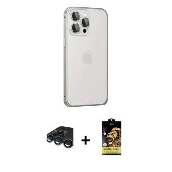 MARSİLYAN™- iPhone 15 Pro Kılıf Eksen Form Serisi - Siyah Buffer Cam Ekran Koruyucu + Raze Metal Kamera Lens - LT