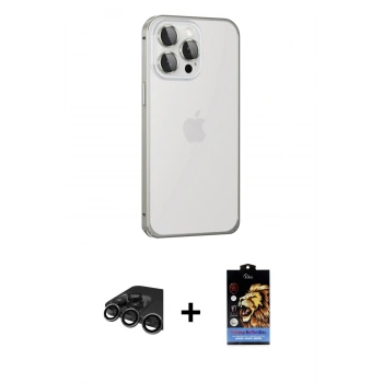 MARSİLYAN™- iPhone 15 Pro Kılıf Eksen Form Serisi - Siyah Buffer Hayalet Cam Ekran Koruyucu + Raze Metal Kamera Lens - TMGI