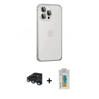 MARSİLYAN™- iPhone 15 Pro Kılıf Eksen Form Serisi - Siyah Polymer Nano Ekran Koruyucu + Raze Metal Kamera Lens - LT