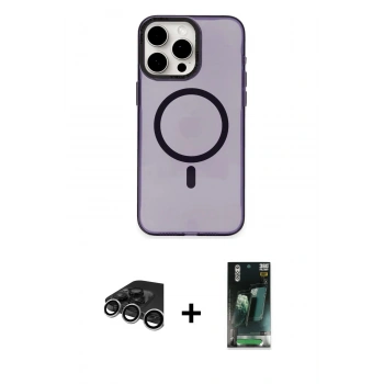 MARSİLYAN™- iPhone 15 Pro Kılıf Eksen Işık Prime - Şeffaf 360 Full Body Arka Koruyucu + Raze Metal Kamera Lens - GS