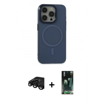 MARSİLYAN™- iPhone 15 Pro Kılıf Eksen Işık Prime - Şeffaf 360 Full Body Arka Koruyucu + Raze Metal Kamera Lens - SH