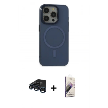 MARSİLYAN™- iPhone 15 Pro Kılıf Eksen Işık Prime - Siyah Bilvis 3D Mat Cam Ekran Koruyucu + Raze Metal Kamera Lens - LT