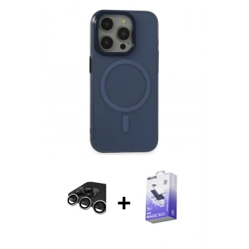 MARSİLYAN™- iPhone 15 Pro Kılıf Eksen Işık Prime - Siyah Bilvis 5in1 5D Magic Hayalet Cam Ekran Koruyucu + Raze Metal Kamera Lens - GS