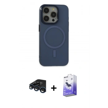 MARSİLYAN™- iPhone 15 Pro Kılıf Eksen Işık Prime - Siyah Bilvis 5in1 5D Magic Hayalet Cam Ekran Koruyucu + Raze Metal Kamera Lens - LT