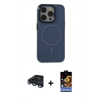 MARSİLYAN™- iPhone 15 Pro Kılıf Eksen Işık Prime - Siyah Buffer Hayalet Cam Ekran Koruyucu + Raze Metal Kamera Lens - LT