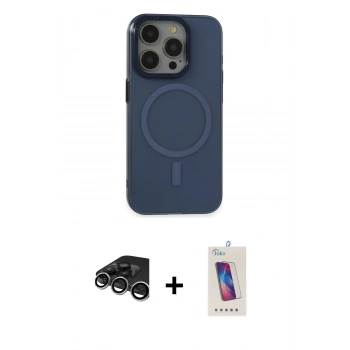 MARSİLYAN™- iPhone 15 Pro Kılıf Eksen Işık Prime - Siyah Joko 5D Cam + Raze Metal Kamera Lens - GS