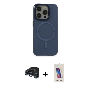 MARSİLYAN™- iPhone 15 Pro Kılıf Eksen Işık Prime - Siyah Joko 5D Cam + Raze Metal Kamera Lens - LT