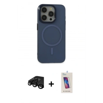 MARSİLYAN™- iPhone 15 Pro Kılıf Eksen Işık Prime - Siyah Joko 5D Cam + Raze Metal Kamera Lens - SH