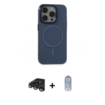 MARSİLYAN™- iPhone 15 Pro Kılıf Eksen Işık Prime - Siyah Joko Magic 5D Cam + Raze Metal Kamera Lens - TMGI
