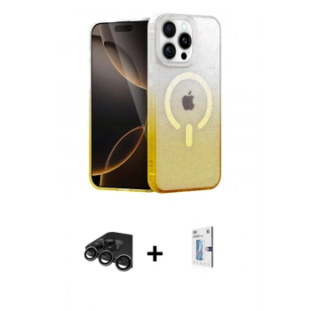 MARSİLYAN™- iPhone 15 Pro Kılıf Eksen Minimal Özel Seri - Siyah Bilvis 0.18mm Plus Cam Ekran Koruyucu + Raze Metal Kamera Lens - TMGI