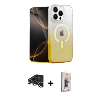 MARSİLYAN™- iPhone 15 Pro Kılıf Eksen Minimal Özel Seri - Siyah Bilvis 3D Cam Ekran Koruyucu + Raze Metal Kamera Lens - GS