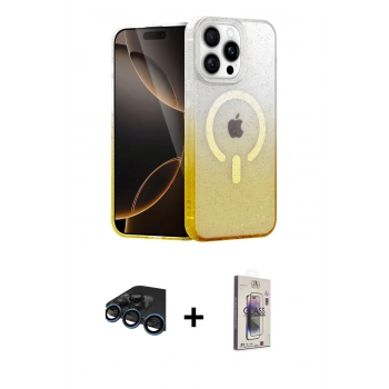 MARSİLYAN™- iPhone 15 Pro Kılıf Eksen Minimal Özel Seri - Siyah Bilvis 3D Cam Ekran Koruyucu + Raze Metal Kamera Lens - LT