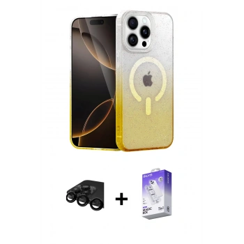MARSİLYAN™- iPhone 15 Pro Kılıf Eksen Minimal Özel Seri - Siyah Bilvis 5in1 3D Magic Cam Ekran Koruyucu + Raze Metal Kamera Lens - SH