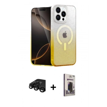 MARSİLYAN™- iPhone 15 Pro Kılıf Eksen Minimal Özel Seri - Siyah Bilvis Hayalet Cam Ekran Koruyucu + Raze Metal Kamera Lens - SH
