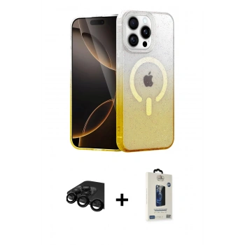 MARSİLYAN™- iPhone 15 Pro Kılıf Eksen Minimal Özel Seri - Siyah Bilvis Hayalet Cam Ekran Koruyucu + Raze Metal Kamera Lens - SH