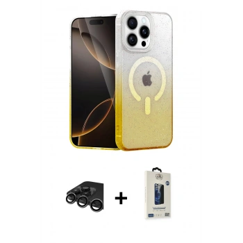 MARSİLYAN™- iPhone 15 Pro Kılıf Eksen Minimal Özel Seri - Siyah Bilvis Hayalet Cam Ekran Koruyucu + Raze Metal Kamera Lens - TMGI