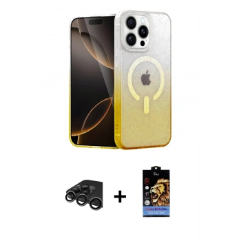 MARSİLYAN™- iPhone 15 Pro Kılıf Eksen Minimal Özel Seri - Siyah Buffer Hayalet Cam Ekran Koruyucu + Raze Metal Kamera Lens - TMGI