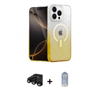 MARSİLYAN™- iPhone 15 Pro Kılıf Eksen Minimal Özel Seri - Siyah Joko Magic 5D Cam + Raze Metal Kamera Lens - SH