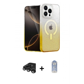 MARSİLYAN™- iPhone 15 Pro Kılıf Eksen Minimal Özel Seri - Siyah Joko Magic 5D Cam + Raze Metal Kamera Lens - TMGI