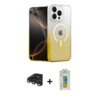 MARSİLYAN™- iPhone 15 Pro Kılıf Eksen Minimal Özel Seri - Siyah Polymer Nano Ekran Koruyucu + Raze Metal Kamera Lens - LT