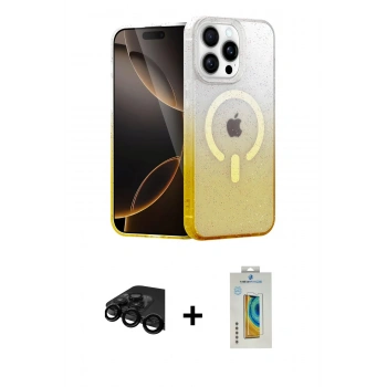 MARSİLYAN™- iPhone 15 Pro Kılıf Eksen Minimal Özel Seri - Siyah Polymer Nano Ekran Koruyucu + Raze Metal Kamera Lens - SH