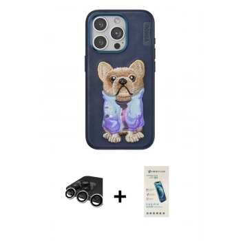 MARSİLYAN™- iPhone 15 Pro Kılıf İz Minimal Koleksiyonu - Şeffaf Pasifik Cam Ekran Koruyucu + Raze Metal Kamera Lens - GS