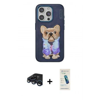 MARSİLYAN™- iPhone 15 Pro Kılıf İz Minimal Koleksiyonu - Şeffaf Pasifik Cam Ekran Koruyucu + Raze Metal Kamera Lens - LT