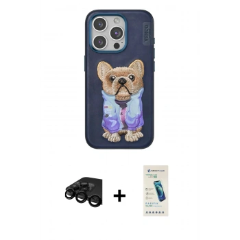 MARSİLYAN™- iPhone 15 Pro Kılıf İz Minimal Koleksiyonu - Şeffaf Pasifik Cam Ekran Koruyucu + Raze Metal Kamera Lens - SH