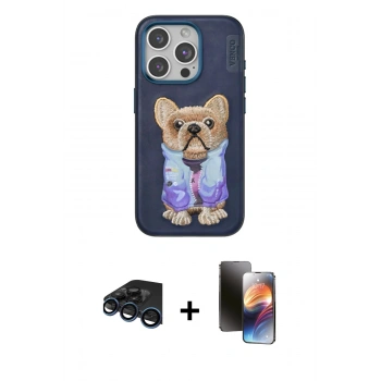 MARSİLYAN™- iPhone 15 Pro Kılıf İz Minimal Koleksiyonu - Siyah 3D Antistatik Mat Seramik Nano Ekran Koruyucu + Raze Metal Kamera Lens - LT