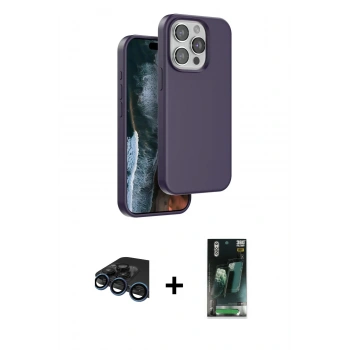 MARSİLYAN™- iPhone 15 Pro Kılıf Kıvılcım Çizgi Serisi - Şeffaf 360 Full Body Arka Koruyucu + Raze Metal Kamera Lens - LT