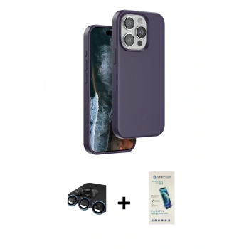 MARSİLYAN™- iPhone 15 Pro Kılıf Kıvılcım Çizgi Serisi - Şeffaf Pasifik Cam Ekran Koruyucu + Raze Metal Kamera Lens - LT