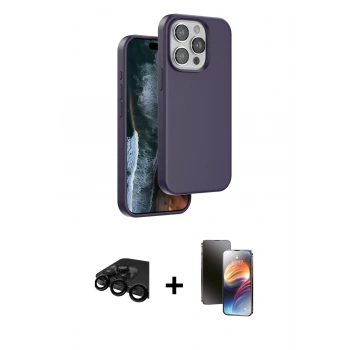 MARSİLYAN™- iPhone 15 Pro Kılıf Kıvılcım Çizgi Serisi - Siyah 3D Antistatik Mat Seramik Nano Ekran Koruyucu + Raze Metal Kamera Lens - SH