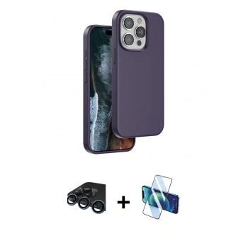 MARSİLYAN™- iPhone 15 Pro Kılıf Kıvılcım Çizgi Serisi - Siyah 3D Antistatik Seramik Nano Ekran Koruyucu + Raze Metal Kamera Lens - LT