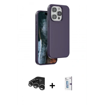 MARSİLYAN™- iPhone 15 Pro Kılıf Kıvılcım Çizgi Serisi - Siyah Bilvis 0.18mm Plus Cam Ekran Koruyucu + Raze Metal Kamera Lens - GS