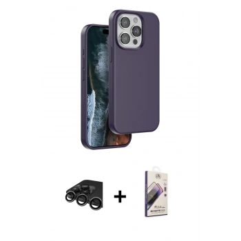 MARSİLYAN™- iPhone 15 Pro Kılıf Kıvılcım Çizgi Serisi - Siyah Bilvis 3D Mat Cam Ekran Koruyucu + Raze Metal Kamera Lens - TMGI