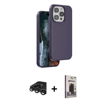MARSİLYAN™- iPhone 15 Pro Kılıf Kıvılcım Çizgi Serisi - Siyah Bilvis Hayalet Cam Ekran Koruyucu + Raze Metal Kamera Lens - TMGI