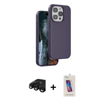 MARSİLYAN™- iPhone 15 Pro Kılıf Kıvılcım Çizgi Serisi - Siyah Joko 5D Cam + Raze Metal Kamera Lens - SH