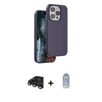 MARSİLYAN™- iPhone 15 Pro Kılıf Kıvılcım Çizgi Serisi - Siyah Joko Magic 5D Cam + Raze Metal Kamera Lens - TMGI