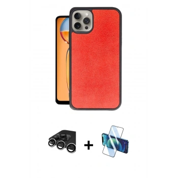 MARSİLYAN™- iPhone 15 Pro Kılıf Kıvılcım Işık Serisi - Siyah 3D Antistatik Cam Ekran Koruyucu + Raze Metal Kamera Lens - GS